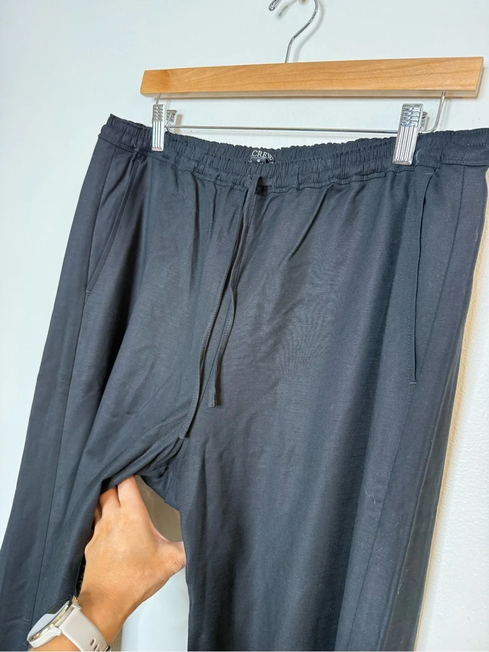 J. Crew Superwide Stratus pant in city twill in black size 10 drawstring pull on